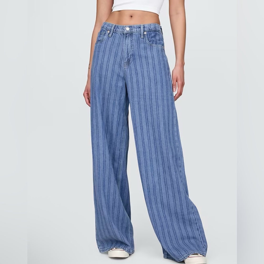 👖 GAP Mid Rise UltraSoft Baggy Jeans – Indigo Stripe (Size 26| 2P) 👖